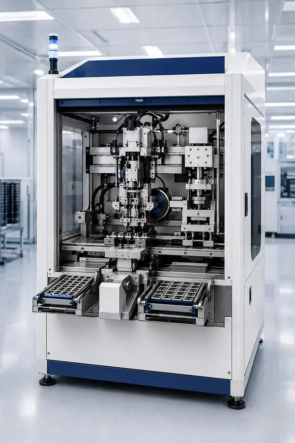Semiconductor trim and form equipment for leadframe package finishing