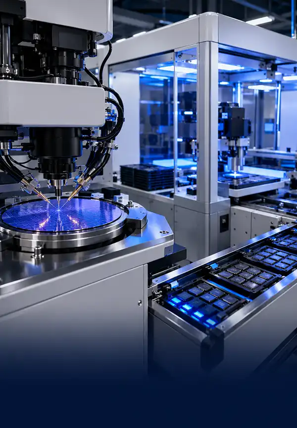 Semiconductor wafer processing workflow from cleaning to dicing and mounting