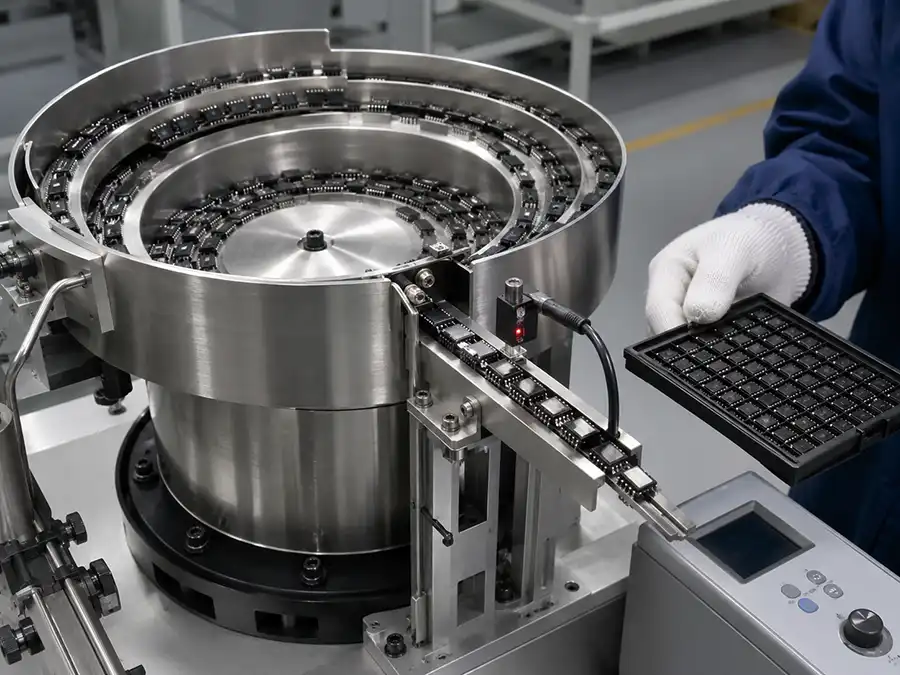 Sample feeding test for a custom vibratory bowl feeder