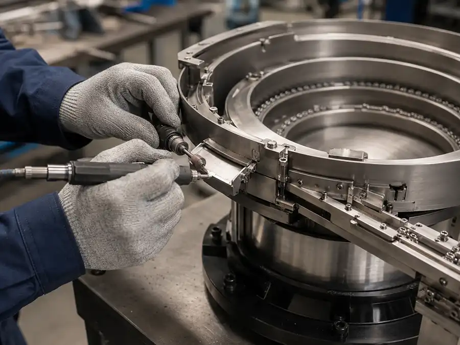 Vibratory bowl feeder track forming and orientation tooling